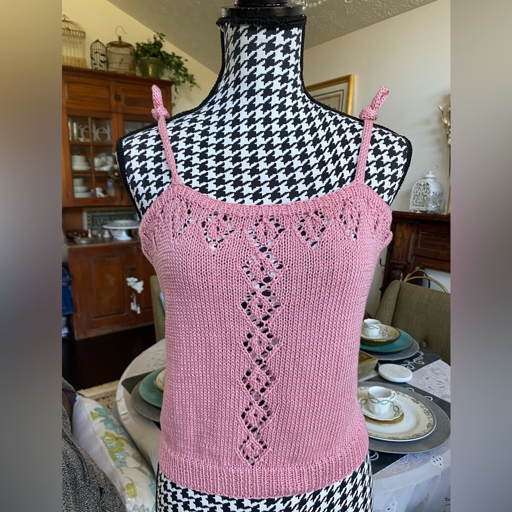 Hand Knit Dusty Pink Cropped Cami Size S
